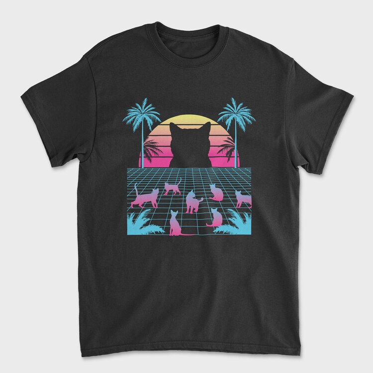 Cat Vaporwave, Unisex Men's T-Shirt