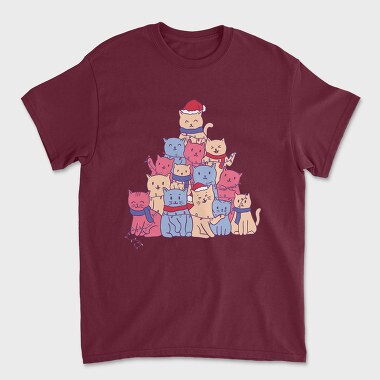 Унисекс Мъжка Тениска, Cats Christmas Tree