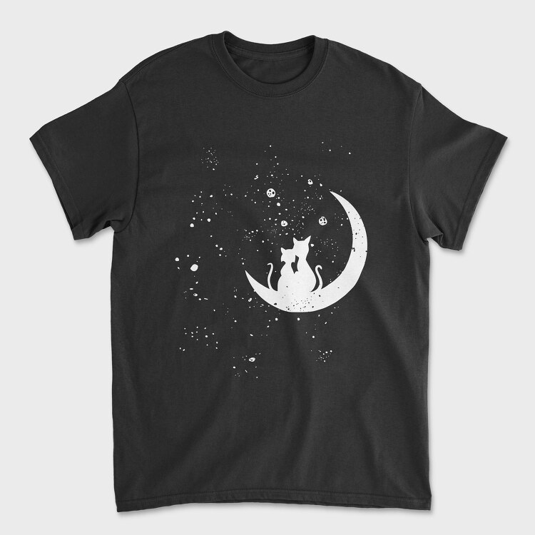Cats Love Moon, Унисекс Мъжка Тениска