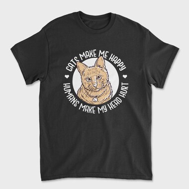 Cats Make Me Happy, Unisex Men's T-Shirt