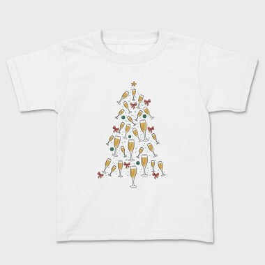 Champagne Christmas Tree, Kids' T-Shirt