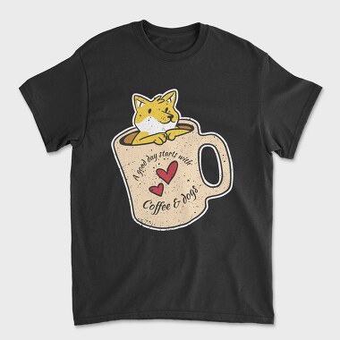 Coffee and Dogs, Unisex Men's T-Shirt