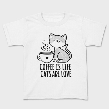 Coffee Cat Love, Kids' T-Shirt