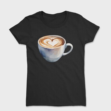 Coffee Mug Heart Watercolor, Women's T-Shirt