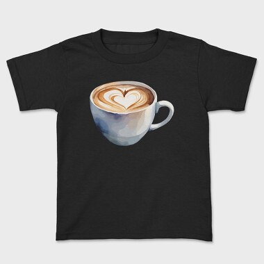 Coffee Mug Heart Watercolor, Kids' T-Shirt