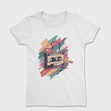 Colorful Cassette Pencil Retro, Дамска Тениска