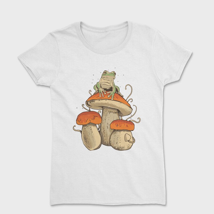 Cottagecore Mushroom Frog, Дамска Тениска
