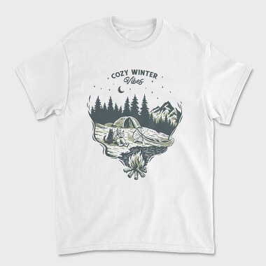 Cozy Winter Vibes Camping, Unisex Men's T-Shirt