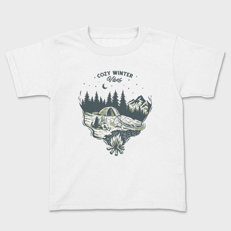 Cozy Winter Vibes Camping, Kids' T-Shirt