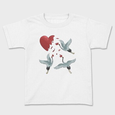 Crane Broken Heart, Kids' T-Shirt