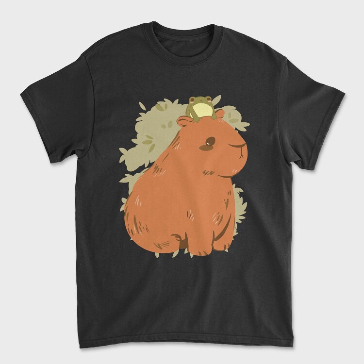 Cute Capybara Frog, Унисекс Мъжка Тениска