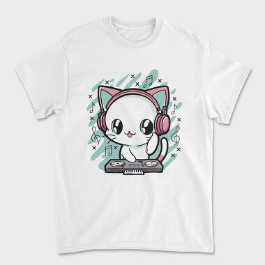 Cute Cat Dj, Unisex Men's T-Shirt