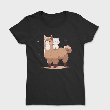 Cute Lama and Cat, Women's T-Shirt