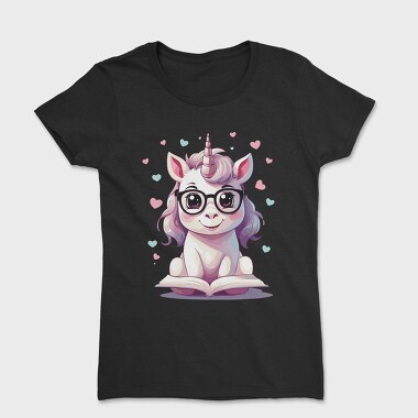 Cute Unicorn Reading, Women's T-Shirt