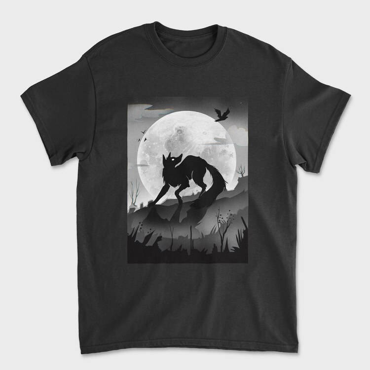 Dark Animals Wolf Silhouette, Unisex Men's T-Shirt