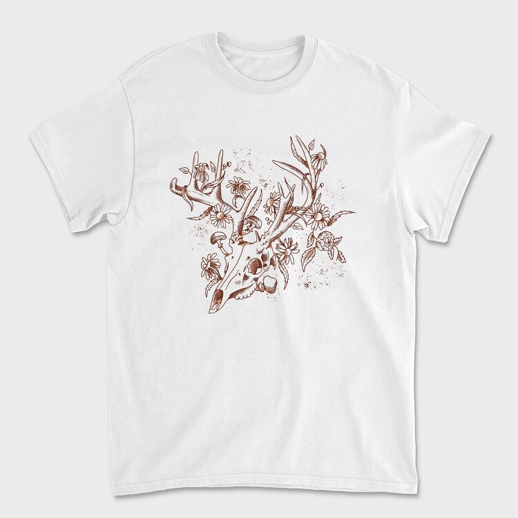 Deer Skull Flowers, Унисекс Мъжка Тениска