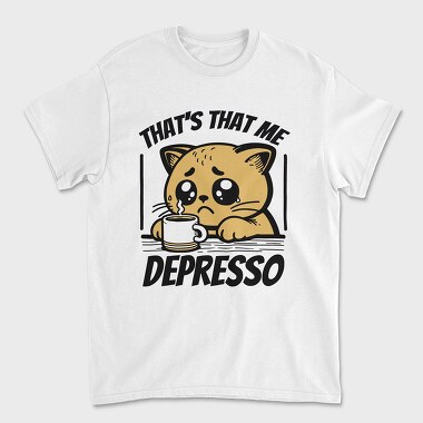 Depresso Cat, Unisex Men's T-Shirt