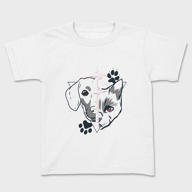 Dog and Cat Heartbeat, Kids' T-Shirt