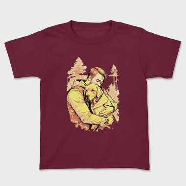 Dog and Man Hug, Kids' T-Shirt