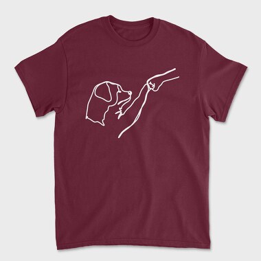 Dog and Man Lineart, Unisex Men's T-Shirt