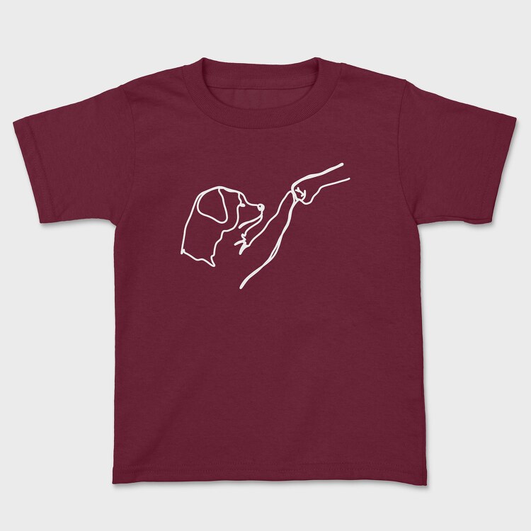 Dog and Man Lineart, Kids' T-Shirt