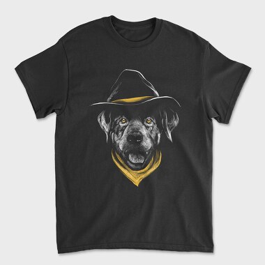 Dog Cowboy Realistic Color, Unisex Men's T-Shirt