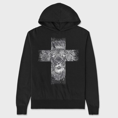 Unisex Men's Hoodie, Lion Cross