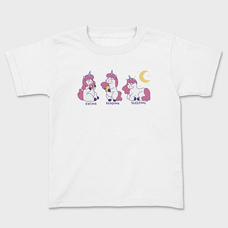 Eating Reading Sleeping Unicorn, Kids' T-Shirt