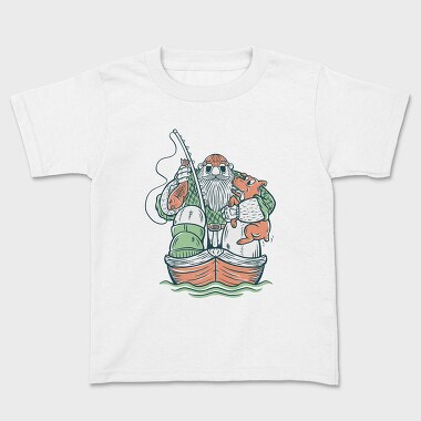 Fisherman and Dog, Kids' T-Shirt