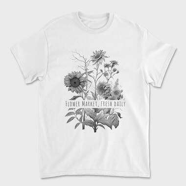 Flower Market Botanical Illustration, Unisex Men's T-Shirt