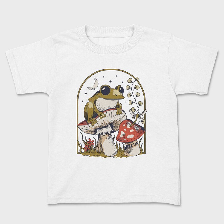 Frog and Mushrooms Vintage Draw, Детска Тениска