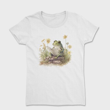 Frog Reading Watercolor, Women's T-Shirt