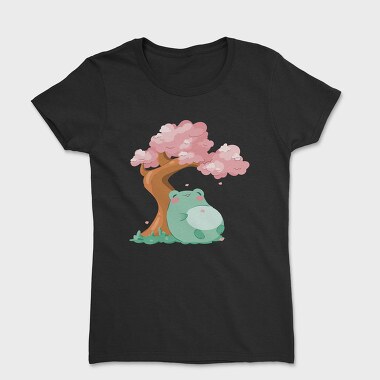Frog Under a Cherry Blossom, Women's T-Shirt
