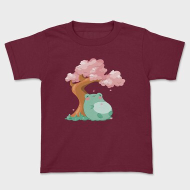 Frog Under a Cherry Blossom, Kids' T-Shirt