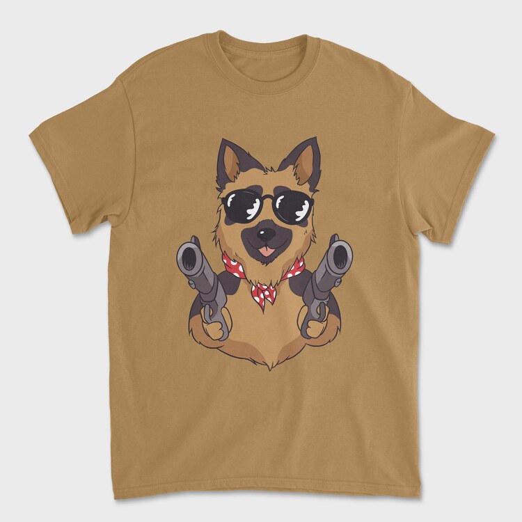 Unisex Men's T-Shirt, German Shepherd Guns