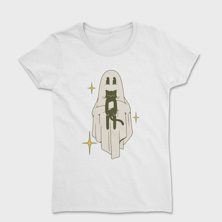 Ghost With Cat, Women's T-Shirt
