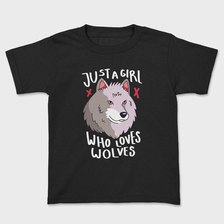 Girl Who Loves Wolves, Kids' T-Shirt