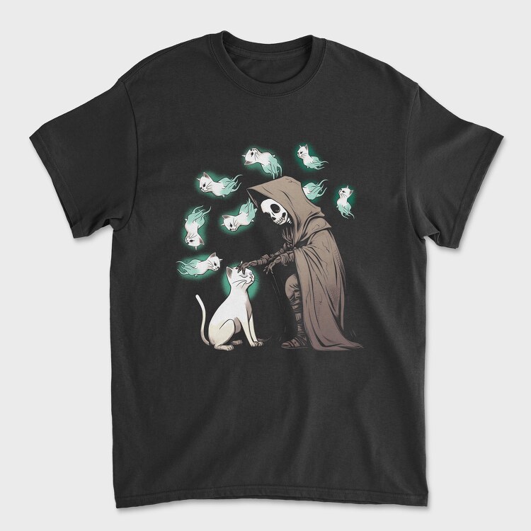 Grim Reaper Cat Lives, Унисекс Мъжка Тениска