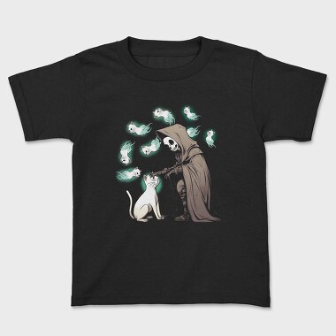 Grim Reaper Cat Lives, Kids' T-Shirt