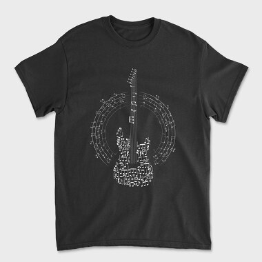 Guitar Made Out of Music Notes, Unisex Men's T-Shirt