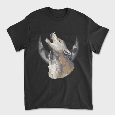 Унисекс Мъжка Тениска, Halloween Howling Wolf