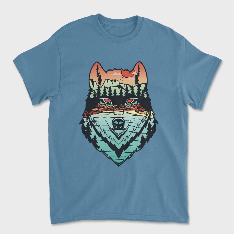 Hand Draw Landscape Wolf, Унисекс Мъжка Тениска