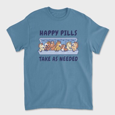 Unisex Men's T-Shirt, Happy Pills Horses