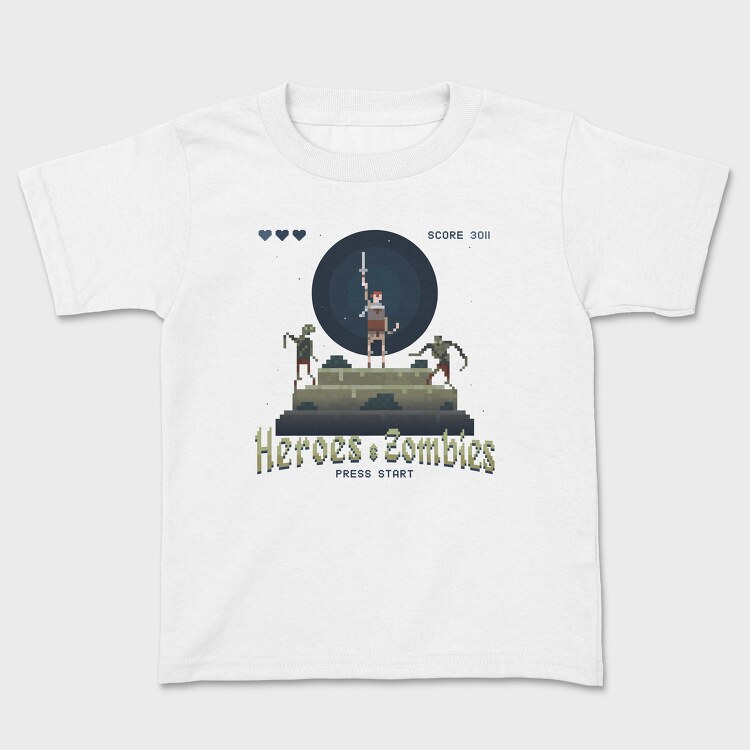 Heroes and Zombies Pixelart, Kids' T-Shirt