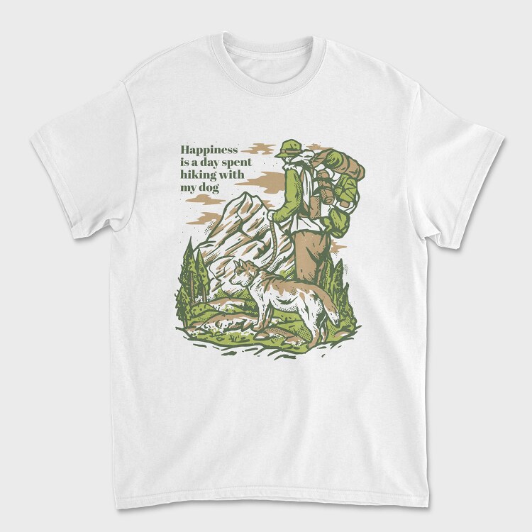 Hiking With My Dog, Unisex Men's T-Shirt