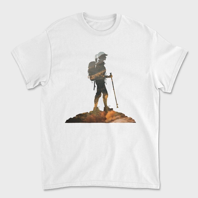 Hiking Woman Mountains Exposure, Unisex Men's T-Shirt