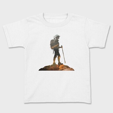 Hiking Woman Mountains Exposure, Kids' T-Shirt
