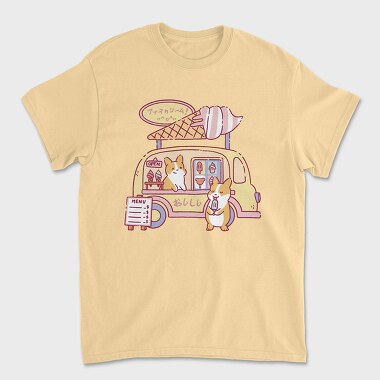 Unisex Men's T-Shirt, Ice Cream Food Truck Corgis