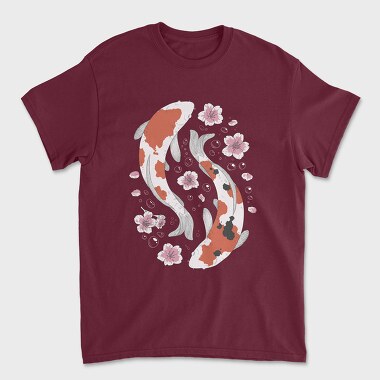 Koi Fish With Cherry Blossom, Unisex Men's T-Shirt