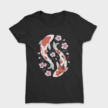 Дамска Тениска, Koi Fish With Cherry Blossom